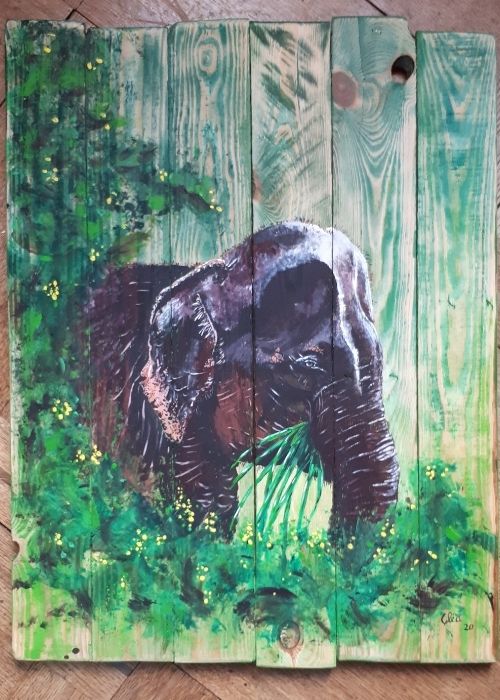 Cleanimale creations toile bois elephant Creations toiles bois elephant Sengdao